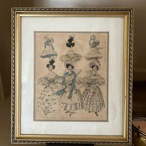 Antique Women’s Evening Dressed Framed Art 1831